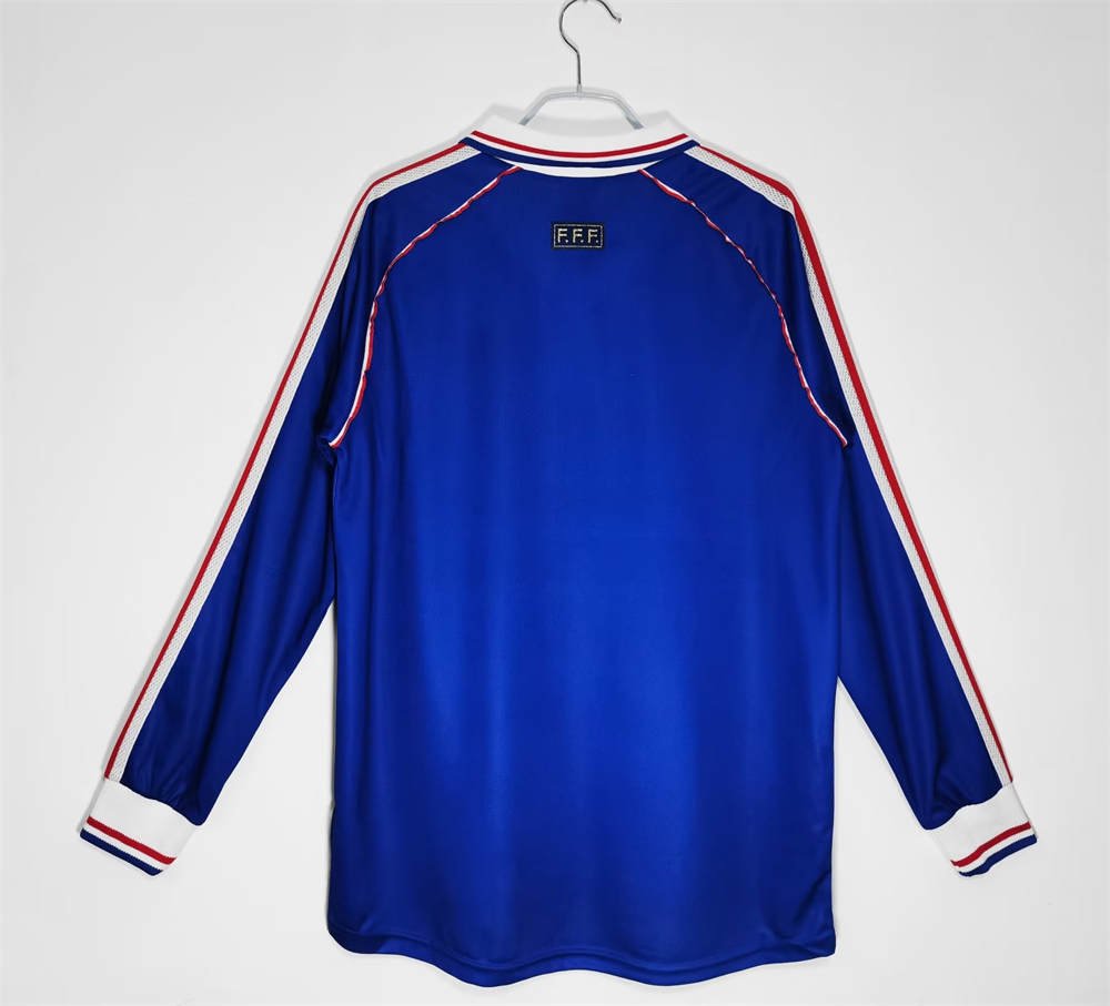 2 1998 France Home Jersey Retro Long Sleeve Shirt - Image 5