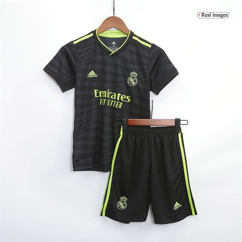 20230721_145722_071 22-23 Kids Real Madrid Away Jersey Kit Football Size 16-28 - Image 1
