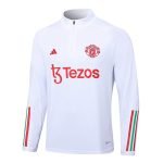 23-24 Manchester United White + Black (Tops and Pant) Training Suit Kit - Image 3
