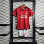 23-24 Kids Manchester United Home Jersey Kit Football Size 16-28