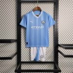 23-24 Kids Manchester City Home Jersey Kit Football Size 16-28