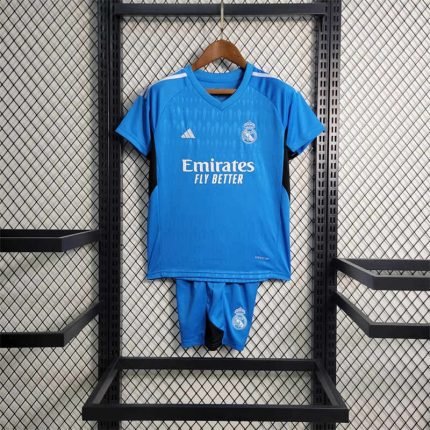 23-24 Kids Jersey Real Madrid Goalkeeper Football Kit Size 16-28