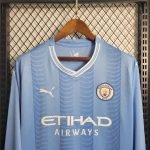 23-24 Manchester City Long Sleeve Home Jersey (Fans Version) Football Shirt - Image 3