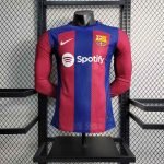 23-24 Barcelona Home Jersey Long Sleeve (Player Version) Football Shirt S-XXL