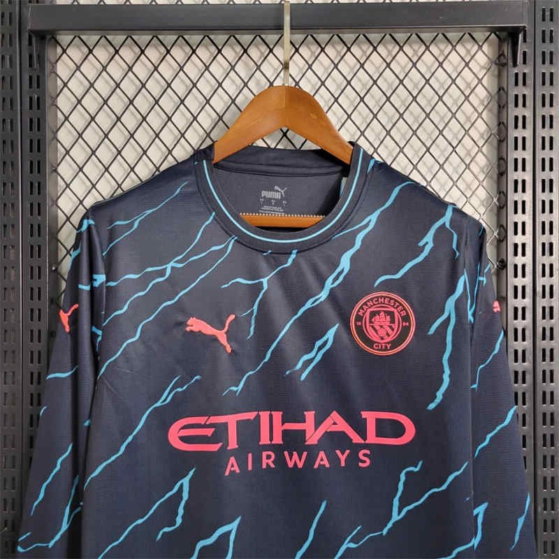 empty-placeholder.webp (4) 23-24 Manchester City Long Sleeve Away Jersey (Fans Version) Football Shirt - Image 5
