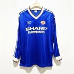 82-83 Retro Manchester United Kit Full Sleeve Jersey Away Football Shirt S-XXL