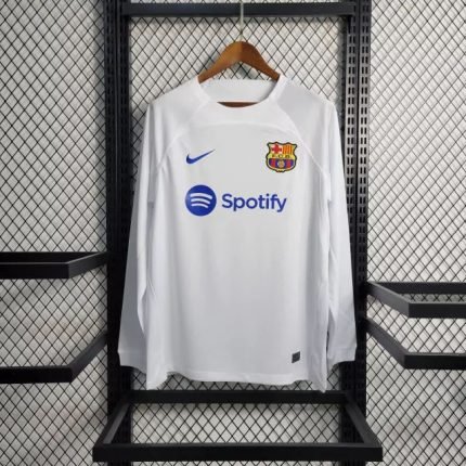 23-24 Barcelona Away Kit Full Sleeve Jersey (Fans Version) Football Shirt
