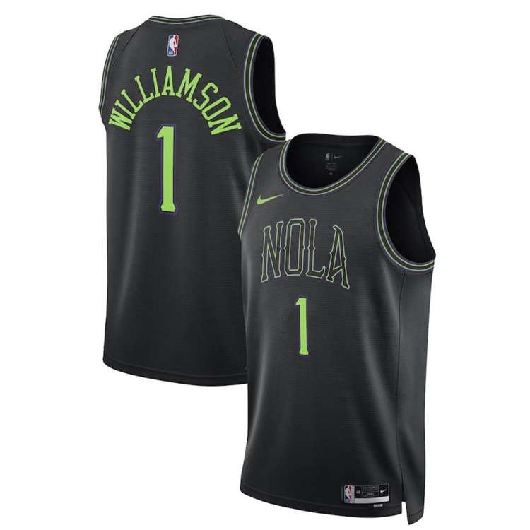 01699859652ef791494MensNewOrleansPelicansZionWilliamson1NikeBlack202324SwingmanJerseyCityEditionMineJerseys New Orleans Pelicans Zion Williamson #1 Black 2023/24 Swingman Jersey - City Edition - Image 1