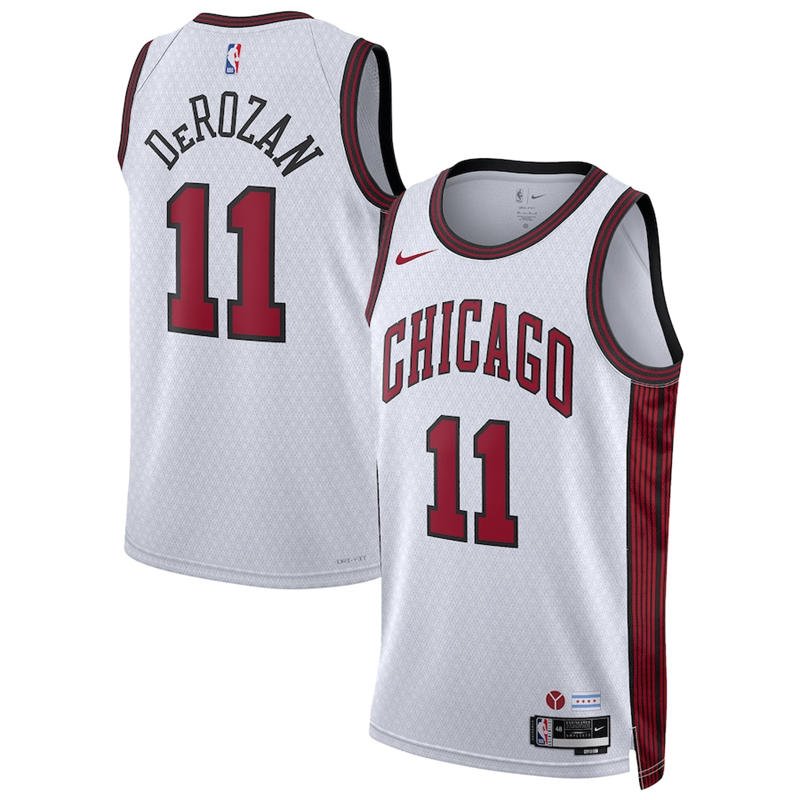 18f1d6778c3093162e83ee312d104eb6bb6338 Chicago Bulls DeMar DeRozan #11 White 2022/23 Swingman Jersey - City Edition - Image 1