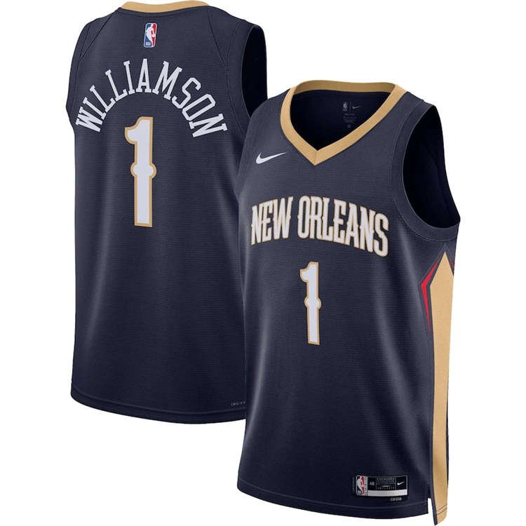 4bf9223fff90257f0b20e7da5cd5f7883ef95f New Orleans Pelicans Zion Williamson #1 Navy 22/23 Jersey - Icon Edition - Image 1