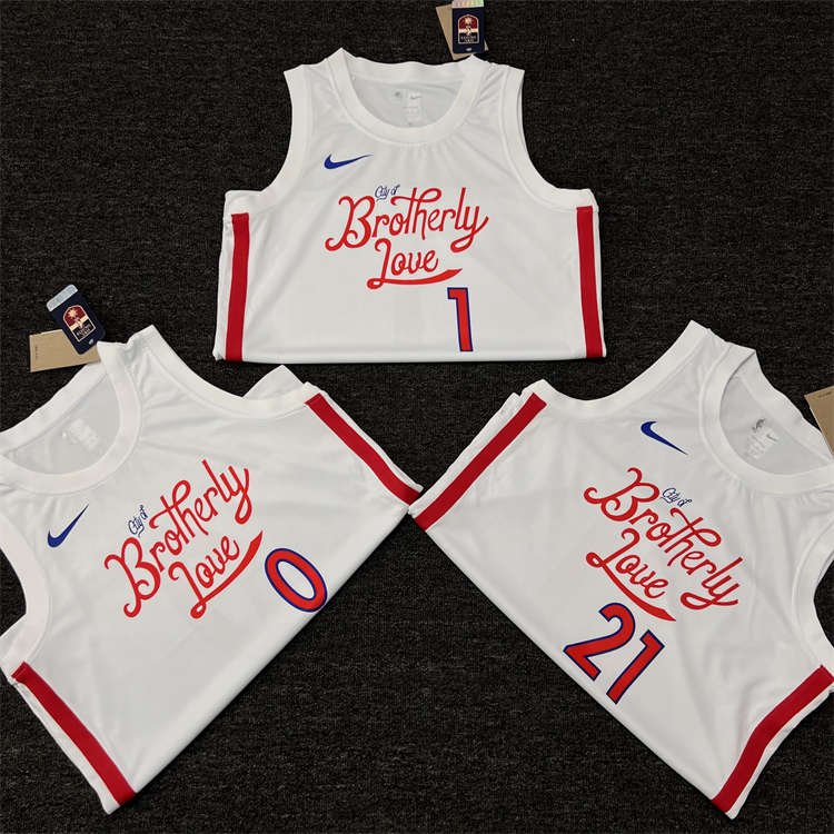 4d576750 Philadelphia 76ers Joel Embiid #21 White 2022/23 Swingman Jersey - City Edition - Image 4