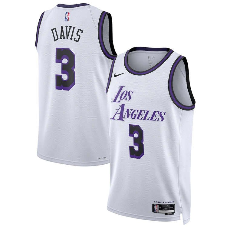 63cca90f1246ee9baee7c7f14436e265a0d6cd Los Angeles Lakers Anthony Davis #3 White 2022/23 Swingman Jersey - City Edition - Image 1