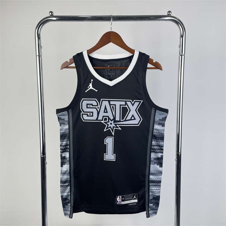 cb419636 San Antonio Spurs Jeremy Sochan #10 Black 2022/23 Swingman Jersey - Statement Edition - Image 2
