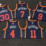 New York Knicks Julius Randle #30 Jordan Brand Navy 2022/23 Swingman Jersey - Statement Edition - Image 3