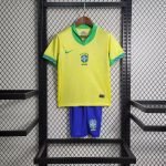 24-25 Kids Brazil Home Kit Jersey Football Size 16-28