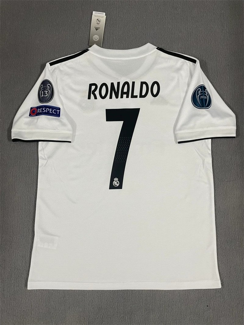 1 Ronaldo#7 Real Madrid Home Kit Retro Jersey 18-19 Football Shirt YH - Image 1