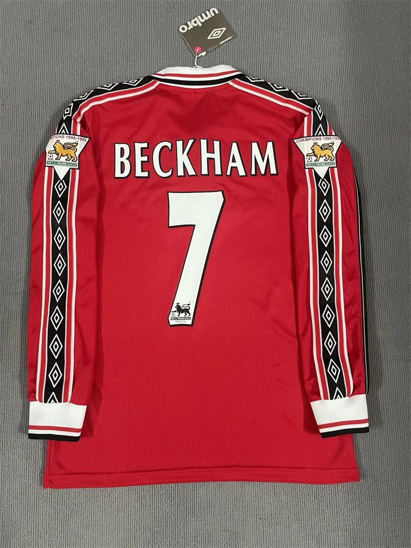 1 Beckham#7 Manchester United Home Kit Retro Jersey 98-99 Football Shirt YH - Image 1