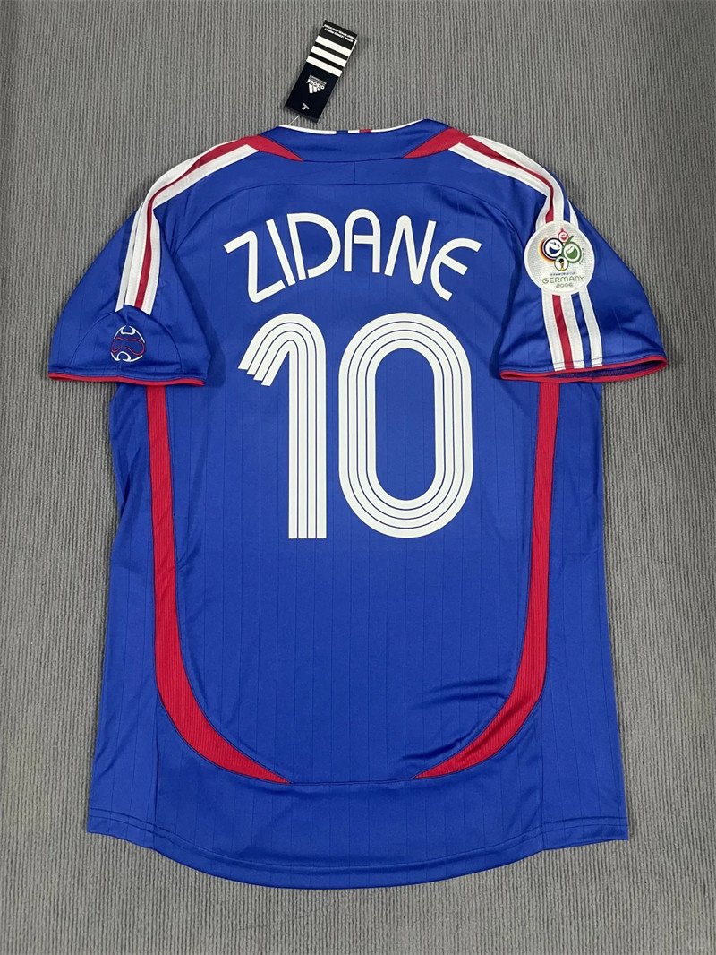1 Zidane#10 France Home Kit 2006 World Cup Retro Jersey Football Shirt YH - Image 1