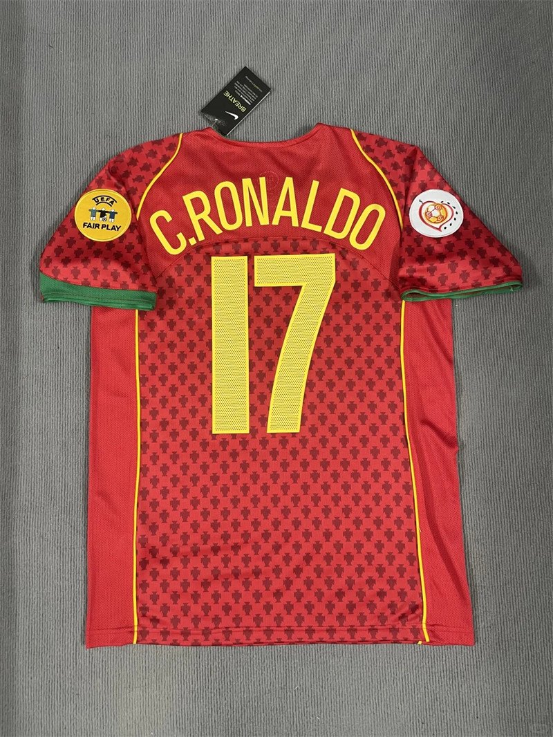 1 Ronaldo#17 Portugal Home Kit 2004 Retro Jersey Football Shirt YH - Image 1