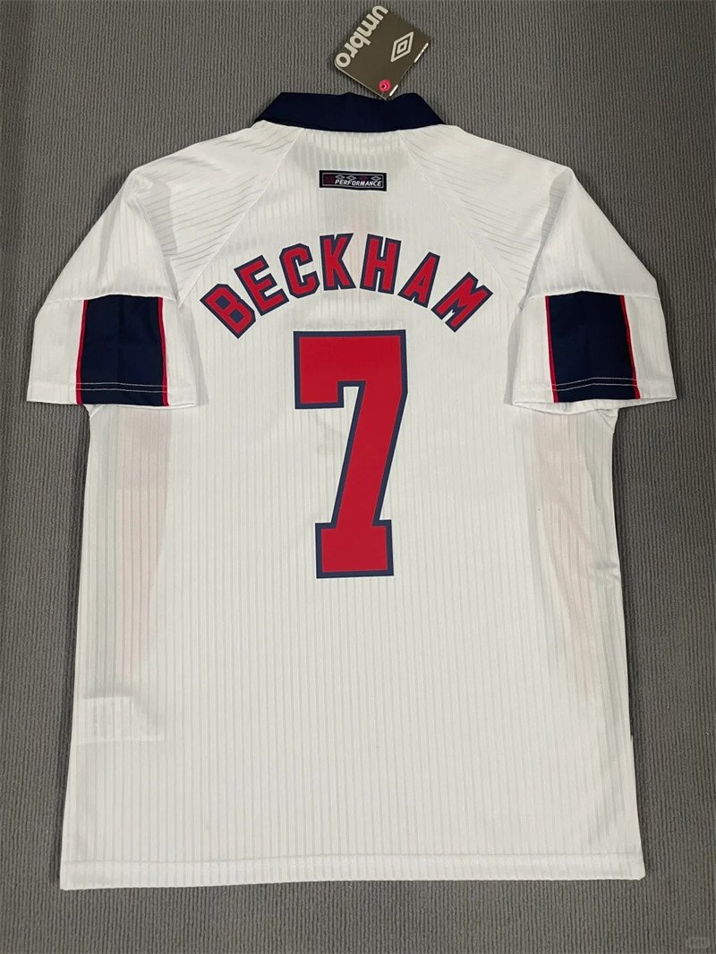 1 Beckham#7 1998 World Cup Home Kit Retro Jersey Football Shirt YH - Image 1
