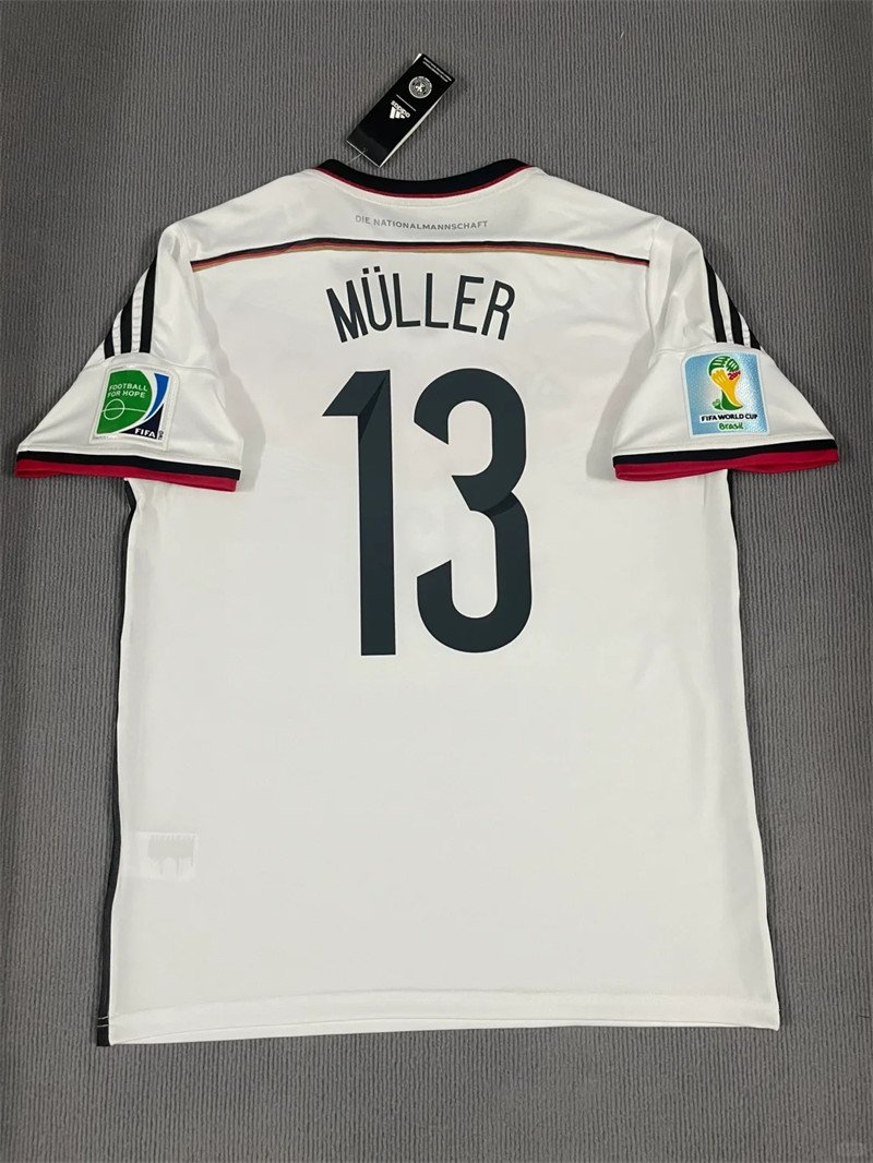 1 Müller#13 Germany Home Kit 2014 World Cup Retro Jersey Football Shirt YH - Image 1