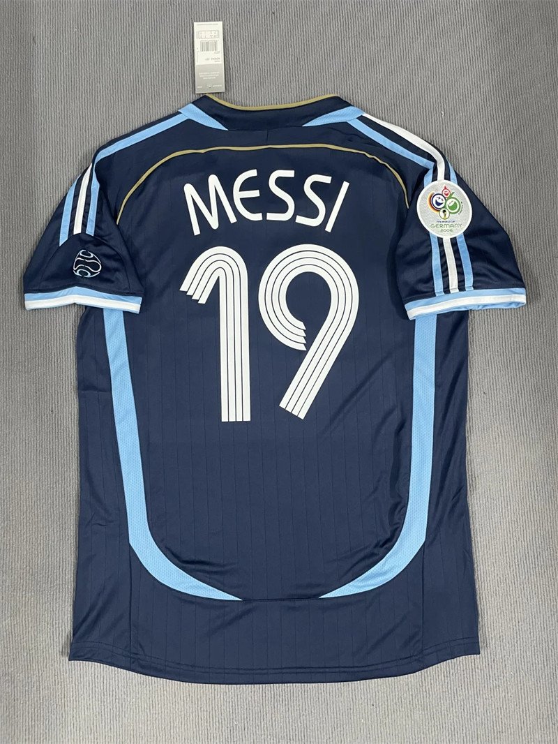 1 Messi#19 Argentina Away Kit 2006 World Cup Retro Jersey Football Shirt YH - Image 1