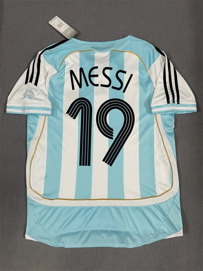 1 Messi#19 Argentina Home Kit 2006 World Cup Retro Jersey Football Shirt YH - Image 1