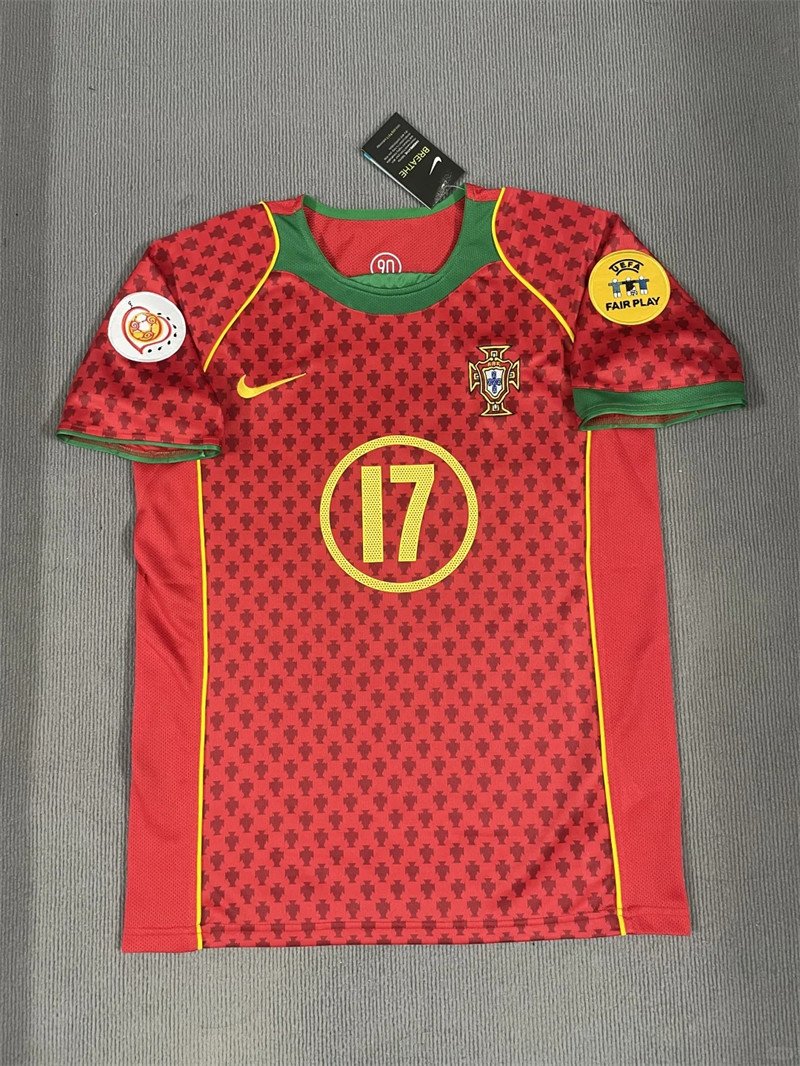 20241111_113959_034 Ronaldo#17 Portugal Home Kit 2004 Retro Jersey Football Shirt YH - Image 2