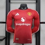 24-25 Man United Home Kit Long Sleeve Jersey (Player Version) Football Shirt
