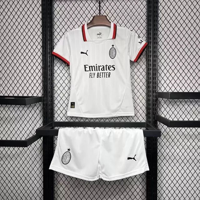 10 (1) 24-25 Kids AC Milan Away Jersey Kit Football Size 16-28 - Image 1