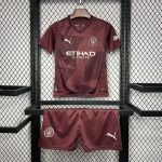 24-25 Kids Manchester City 2nd Away Jersey Kit Football Size 16-28