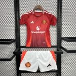 24-25 Kids Manchester United Home Kit Jersey Football Size 16-28