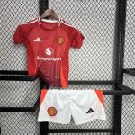 24-25 Kids Manchester United Home Kit Jersey Football Size 16-28 - Image 2