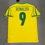 Ronaldo#9 1998 Retro Brazil Home Jersey Football Shirt S-XXL