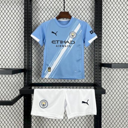25-26 Kids Manchester City Home Jersey Kit Football Size 16-28